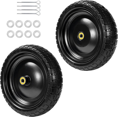 13" Tire Compatible with Gorilla Cart, 4.00-6 Flat Free Solid Tire and Wheel (Solid Polyurethane) for Wagon,Wheelbarrow,Yard Trailers-5/8" Bearings,Offset Hub 2.1" (2 Pack)