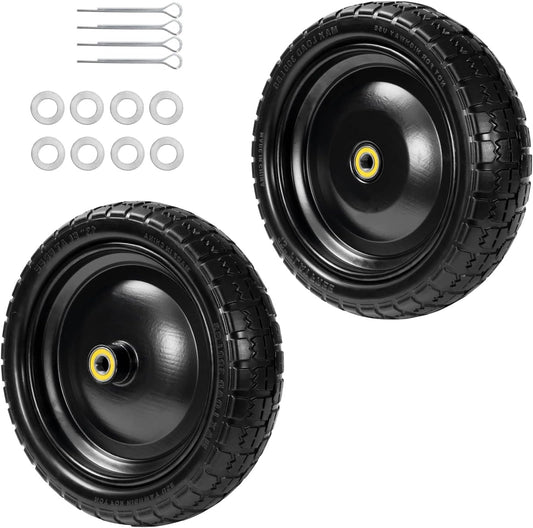 13" Tire Compatible with Gorilla Cart, 4.00-6 Flat Free Solid Tire and Wheel (Solid Polyurethane) for Wagon,Wheelbarrow,Yard Trailers-5/8" Bearings,Offset Hub 2.1" (2 Pack)
