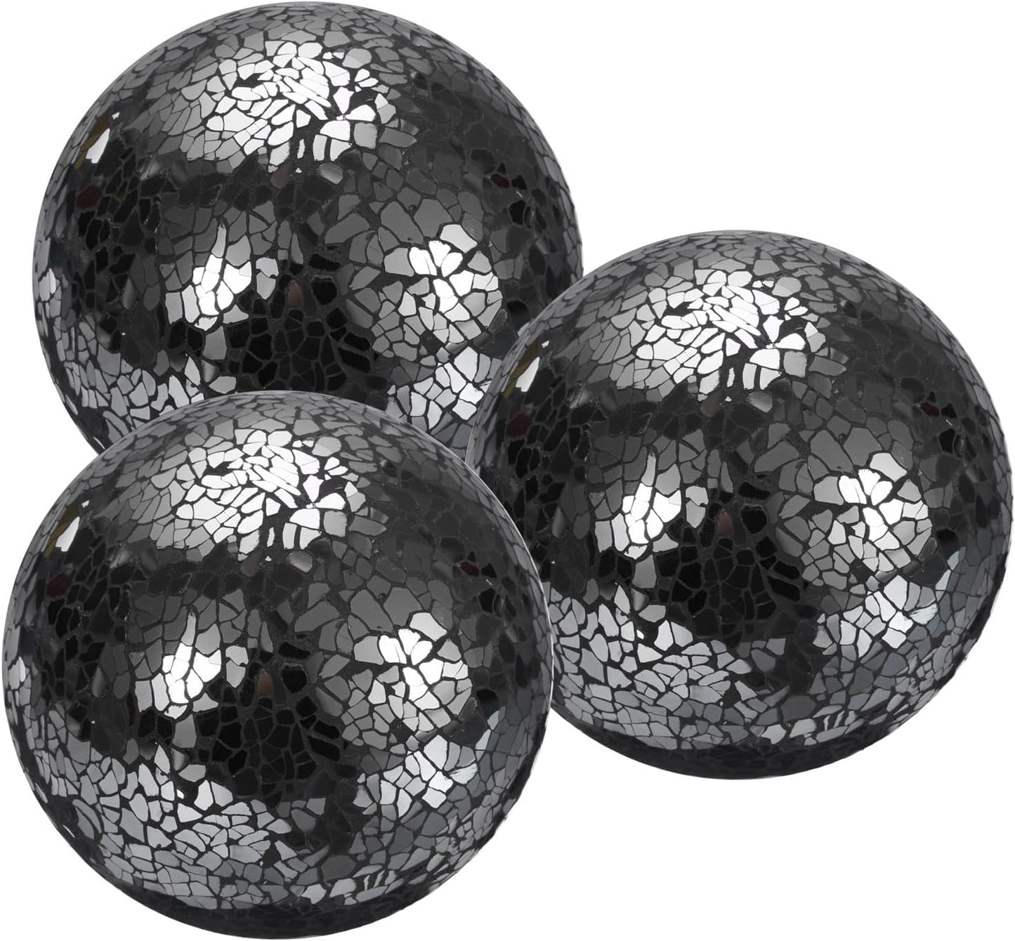 uxcell 4" Decorative Balls, 3 Pcs Mosaic Glass Balls, Decorative Table Sphere Orbs, Centerpiece Balls for Decorating Bowls Vase Tables Wedding Party, Black