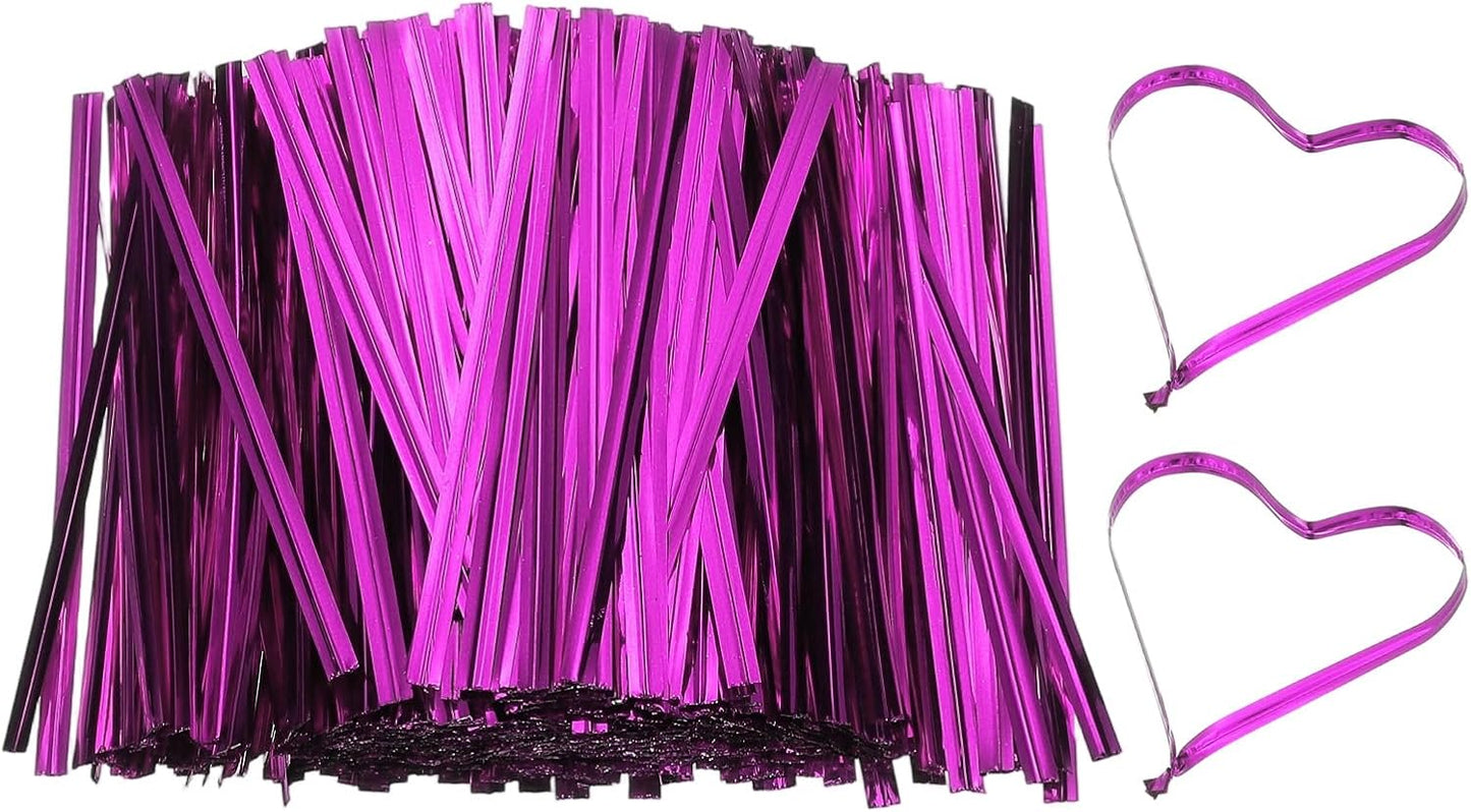 PATIKIL Bag Twist Ties 3 Inch, 800 Pcs Metallic Bread Ties for Treat Plastic Bags Gift Wrapping Candy Coffee Bag Plant Party Cake Favor, Rose Red