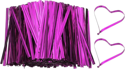 PATIKIL Bag Twist Ties 3 Inch, 800 Pcs Metallic Bread Ties for Treat Plastic Bags Gift Wrapping Candy Coffee Bag Plant Party Cake Favor, Rose Red