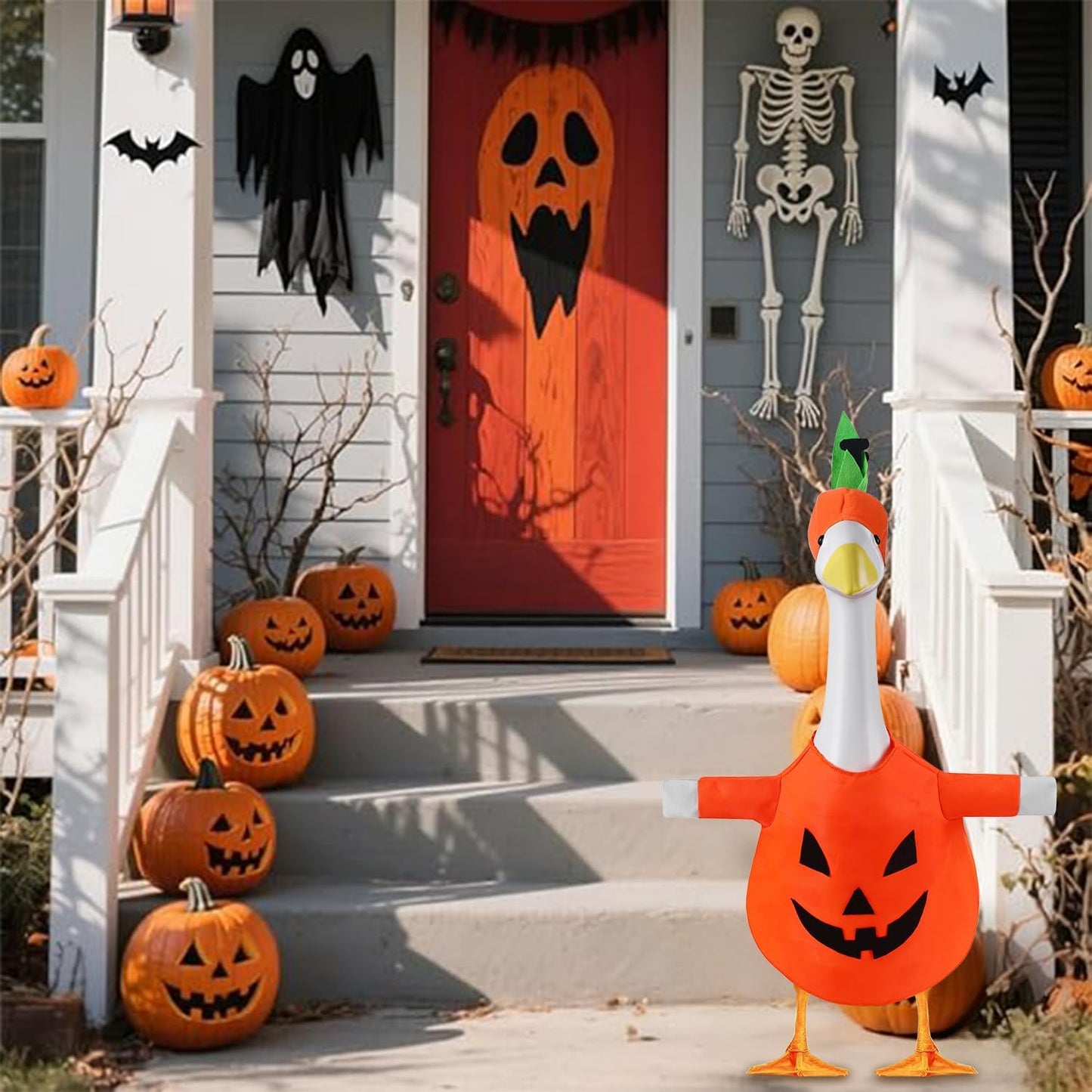 Halloween Pumpkin Porch Goose Outfit Plastic Statue Costume Clothes, for 23" 17" Party Outdoor Patio Yard Lawn Decor