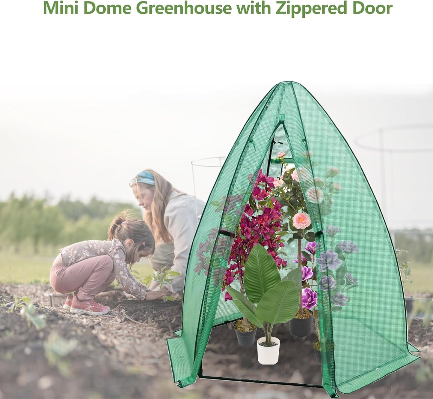 Greenhouse for Outsides, 54”x 54”x 71” Heavy Duty Green House Tent with Durable PE Cover, Garden Plant Protector with Zippered Door Mesh Window for Vegetables Flowers Fruits Herbs,Green