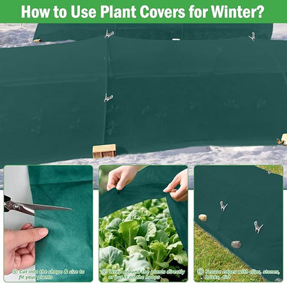 10×33 ft Plant Covers Freeze Protection- 1.4 oz/yd² Frost Cloths Blankets for Outdoor Plants, Reusable Floating Row Cover Plant Freeze Protection for Winter Garden Vegetables Raised Bed, Green