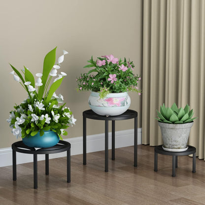 Zhongma Set of 3 Metal Plant Stand for Heavy Potted Plant for Home Indoor and Outdoor, 220 LBS Capacity & Heavy Duty Construction, Sturdy Plant Riser without Installation Required