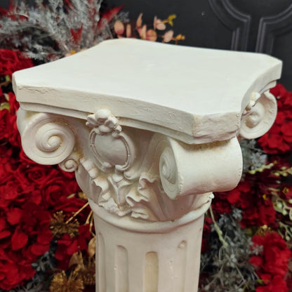 Classical Greek Ionic Order Column with Retro Old Style for Indoor Outdoor Garden Decor or Display Pedestal Pillar Stand for Plants and Sculptures,White