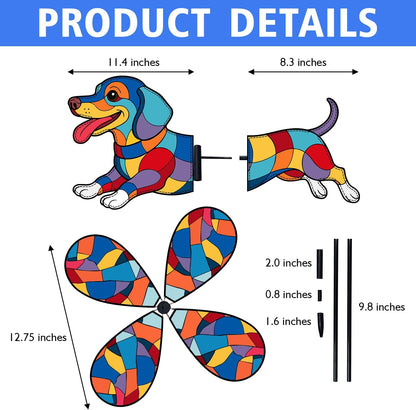 Dachshund Petite Spinner Outdoor, Dachshund Dog Wind Spinner for Yard and Garden