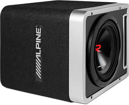 Alpine R2-SB10V-BNDL 10" Type-R Halo Loaded Enclosure with S-A60M 600 Watt Mono Amplifier and RUX-KNOB.2 Bass Knob