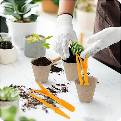6PCS Mini Garden Hand Succulent Transplanting Tools Set, Plastic Seedling Dibber and Digging Tools for Indoor Gardening, Home Plant Care, Repotting, Lawn Maintenance(Yellow)