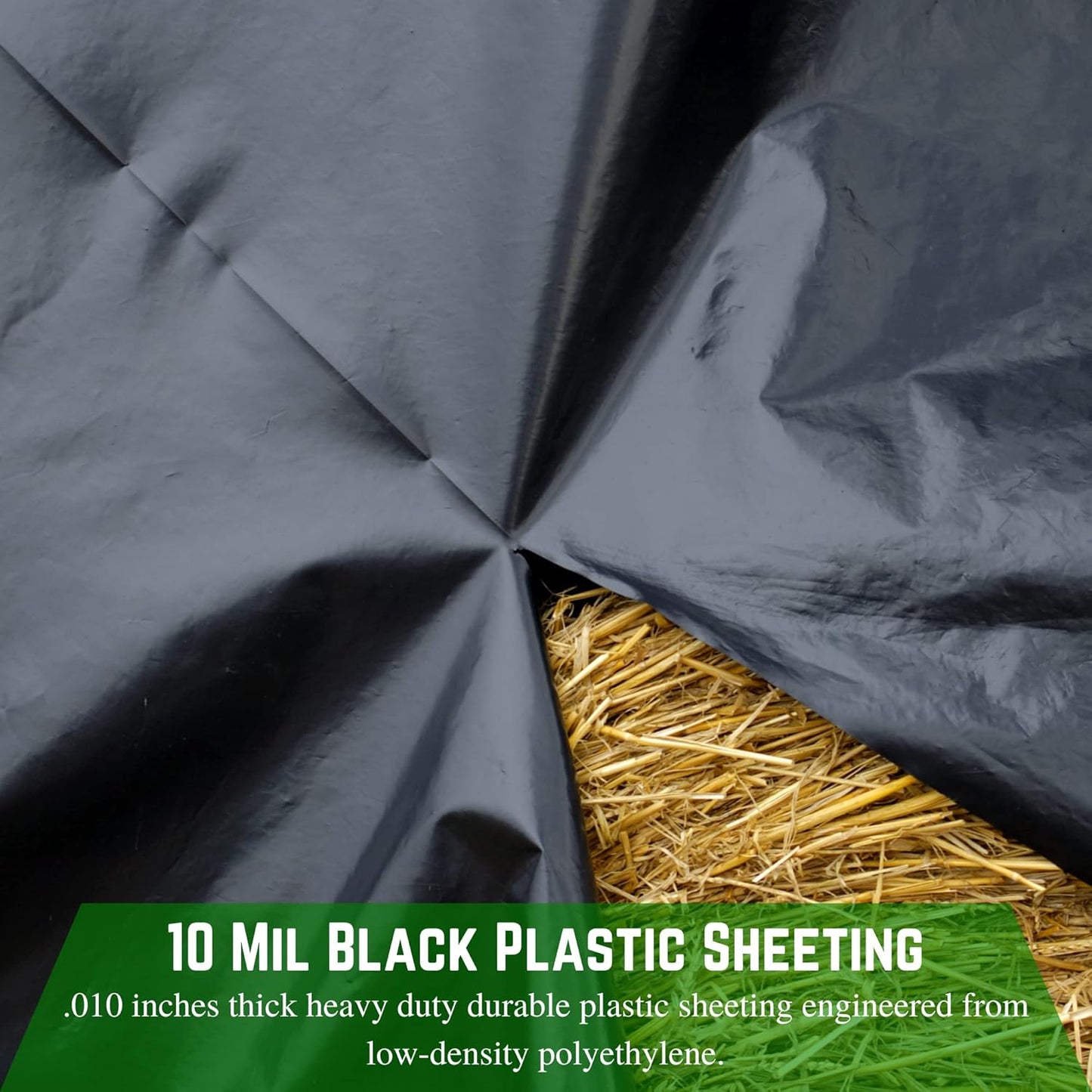 Farm Plastic Supply - Black Plastic Sheeting - 10 mil - (15' x 100') - Polyethylene Vapor Barrier Plastic Sheeting, Black Painters Tarp