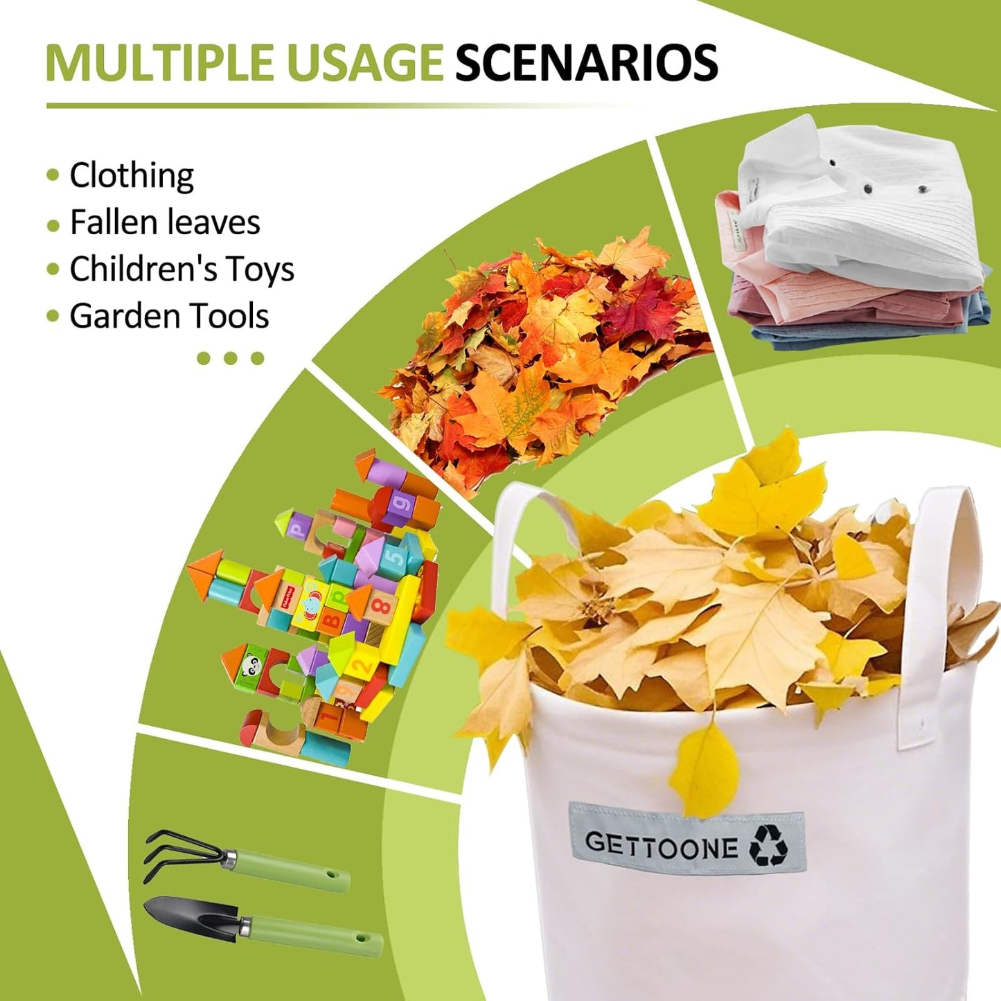 Lawn Bags for Yard Waste | Heavy-Duty Collapsible Leaf Bag, 20 Gallon Reusable Garden Clippings Container & Outdoor Trash Can with 2 Carry Handles (Middle)