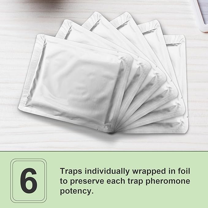 Clothes Moth Traps for Clothes Closets with Pheromones 6-Pack Safe and Effective for House Indoor Clothing Carpet