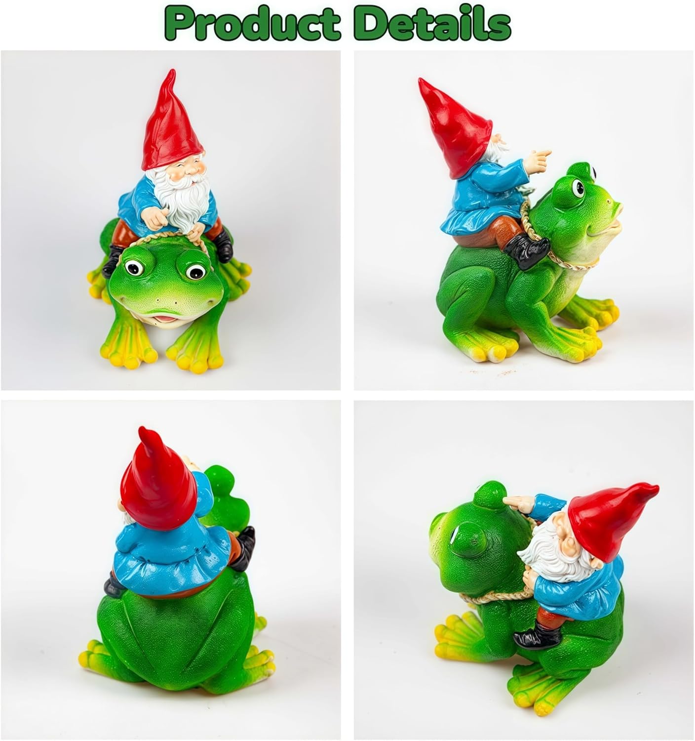 Gnome Riding on Frog Garden Statue Outdoor Garden Frog Statue for Yard Decoration Lawn Ornament Gardening Gifts for Women Mom Grandma