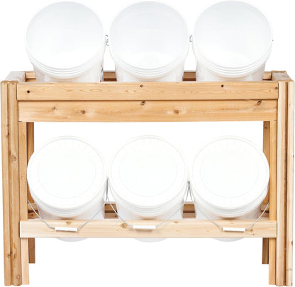 Greenes Fence Six Bucket Cedar Storage Shelves, 44 in. x 16 in. x 30 in. - Made in USA with North American Cedar