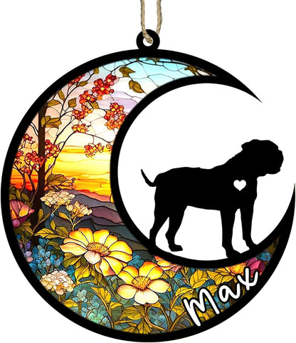 Personalized Dog Memorial, Custom Name American Bulldog Dog Christmas Ornament with Name, Custom Breeds, Pet Loss Light Catcher, Gifts for Lovers Loss of Pet Sympathy on Mothers Day Christmas