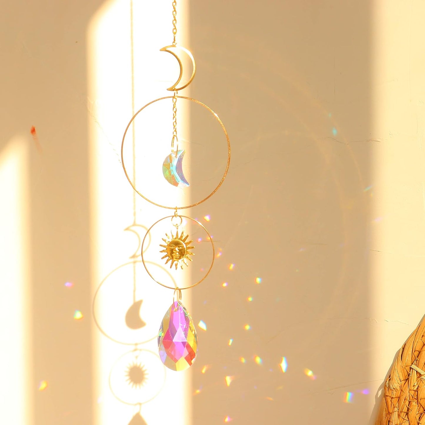 ilclviz Suncatcher Crystal Hanging Sun Catcher Prism with Chain Pendant Ornament Crystal Balls for Window