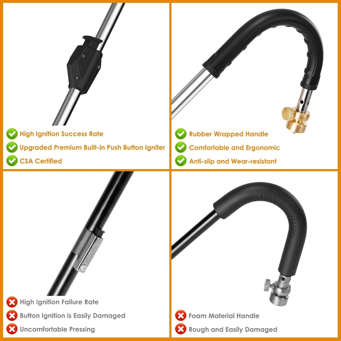 Weed Torch Propane Burner,Blow Torch Weed Burner with Self Igniting(Turn the Knob Slightly Before Ignition),Anti-slip Rubber Handle for Weeding,Melt Ice,Charcoal Starter-Fuel Not Included