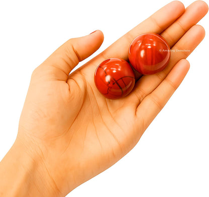 Amazing Gemstone Red Jasper Crystal Ball - 1 Inches Crystal Sphere Meditation Balls for Witchcraft and Decorative Balls - Crystals and Healing Stones Beginners Gift (Pack of 1)