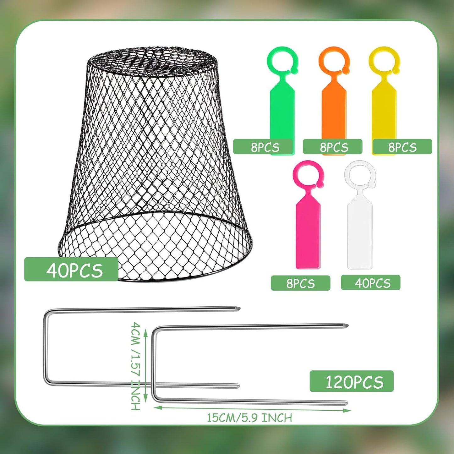 40 Pcs 9 inch Chicken Wire Plant Covers Bulk,Wire Garden Cloches Chicken Wire Cloche Plant Protector Metal Heavy Duty Garden Plant Cloche for Keeping Bunnies Chicken Squirrels Birds Other Out