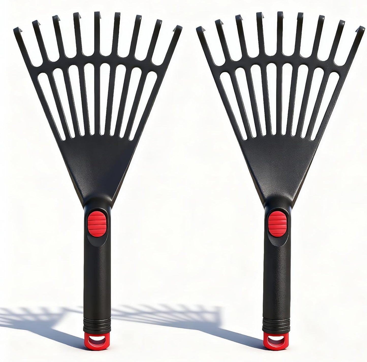 BESPORTBLE 2-Pack Small Hand Rakes - Lightweight Plastic Garden Rakes for Raised Garden Bed, Leaves, Lawns & Tight Spaces, Easy-Grip Ergonomic Handle (No Rust/Bend)