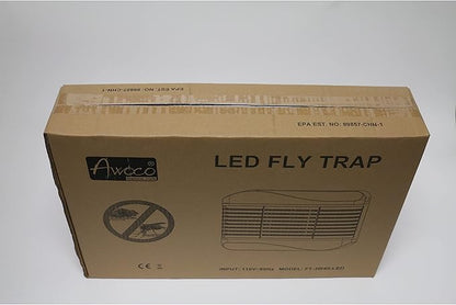 Awoco LED 15W 100V-240V Wall Mount Sticky Fly Trap Lamp with 3 LED UV Lights for Capturing Flies, Mosquitoes, Moths and Flying Insects (Fly Trap)