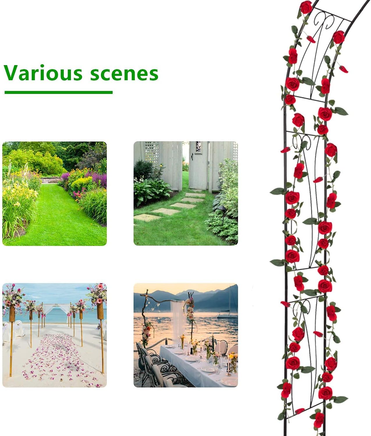 KINTNESS Garden Arch Steel Arbor Arbour Trellis Archway for Climbing Vines and Plants Elegant Pergola for Garden Lawn Backyard Patio Outdoor