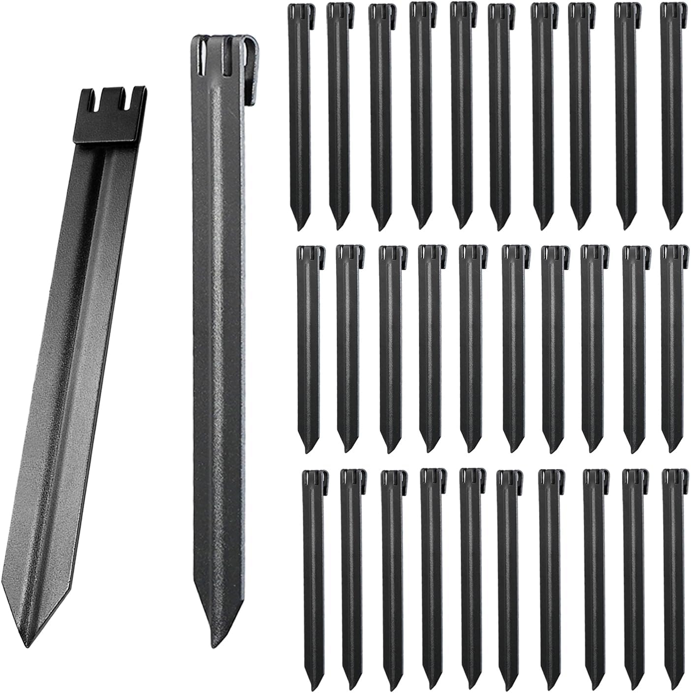 30Pcs 10Inch Black Metal Landscape Edging Stakes, No Installation for Corrugated Garden Landscape Edging/Terrace Board/Grass Barrier/Bender Board/Garden Liner/Tent pegs/Dog Stakes