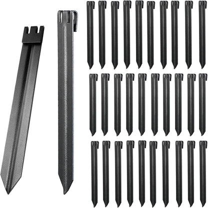 30Pcs 10Inch Black Metal Landscape Edging Stakes, No Installation for Corrugated Garden Landscape Edging/Terrace Board/Grass Barrier/Bender Board/Garden Liner/Tent pegs/Dog Stakes
