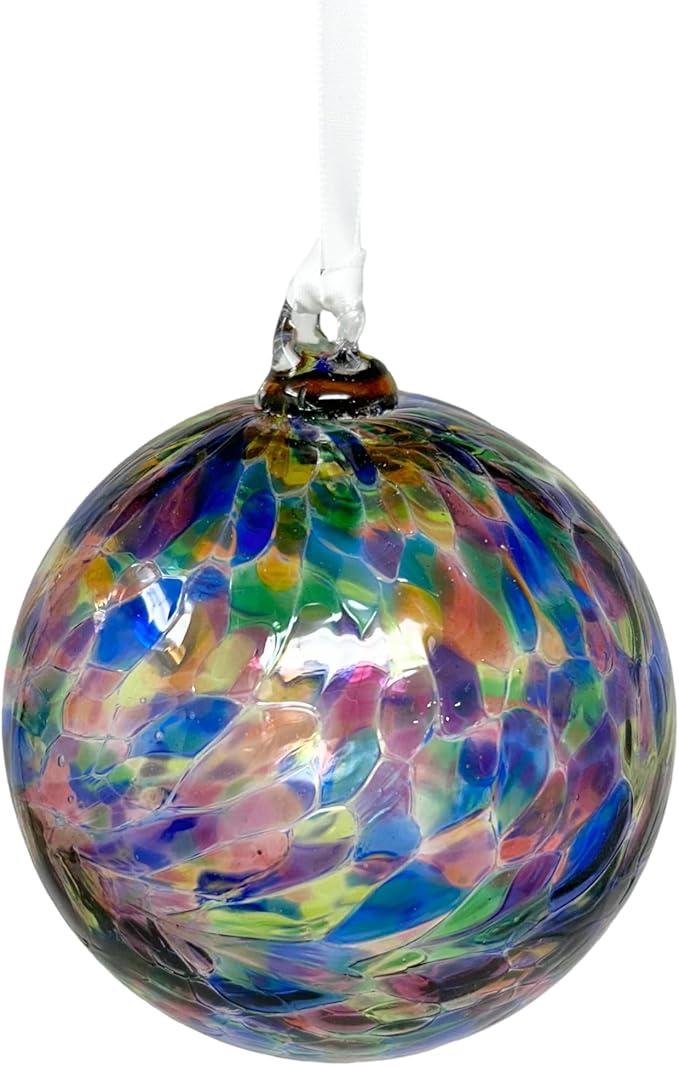 Small Friendship Glass Ball Globe - Multicolor 3.5 inch Hand Blown Handmade Hanging Garden Gazing Ball Indoor Outdoor Home Décor