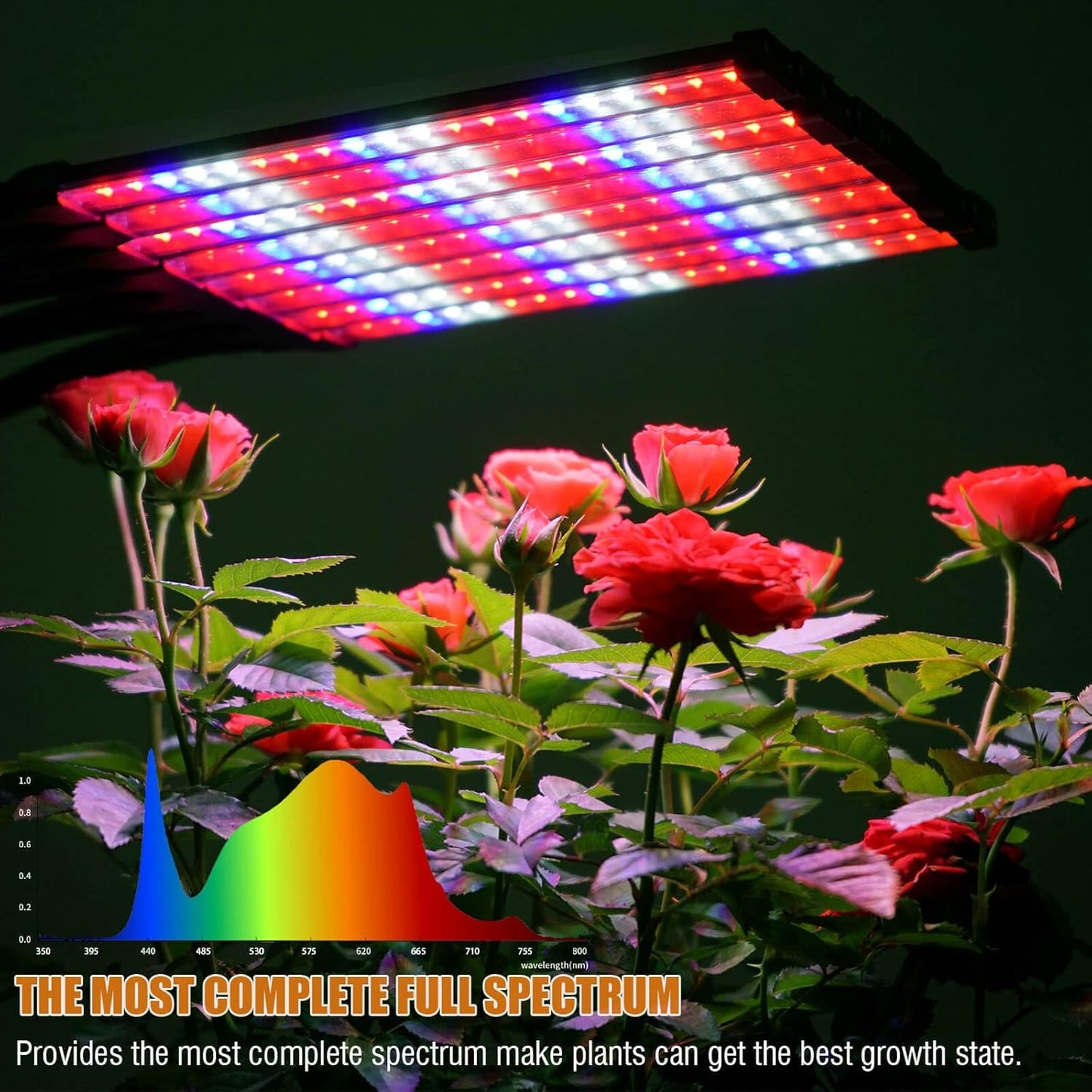 Grow Lights for Indoor Plants Full Spectrum with Stand and Timer, (Red+Blue+White) 8 Heads LED Plant Lights for Indoor Growing, Standing Floor House Plant Lamp for Seed Starting.