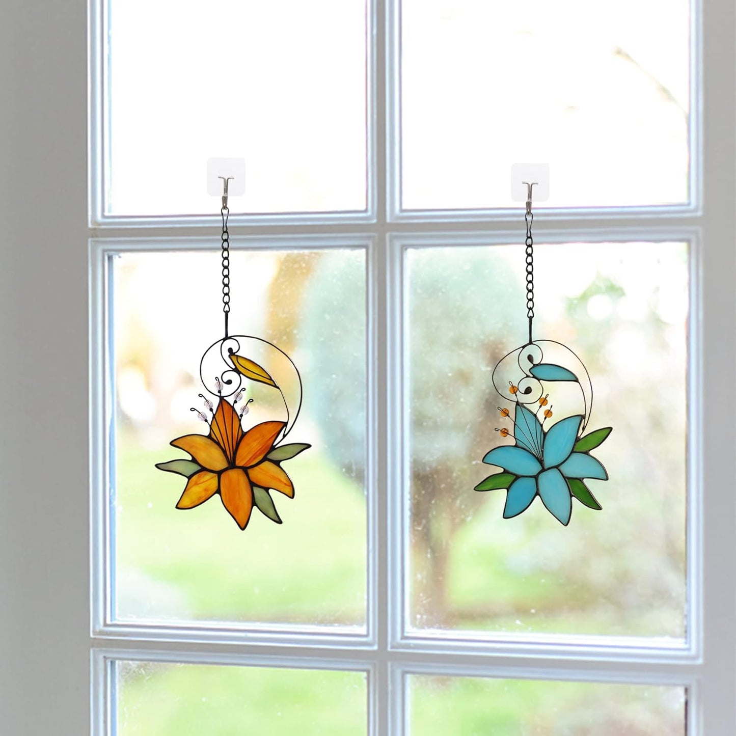 Lily Flower Gift for Women Birthday, Love Gifts for Mothers Day Anniversary Day, Floral Birthday Gift for Her Stained Glass Window Hangings, Gifts for Women from Friends