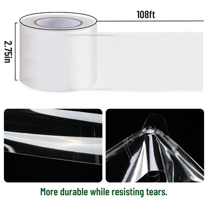 6 Mil Greenhouse Plastic Sheeting Tape,2.75" x108' Greenhouse Repair Tape, Waterproof and UV Resistant Plastic Sheeting Tapes for Greenhouse,Strong Weatherproof Polyethylene Film Tape (2.75" x108')