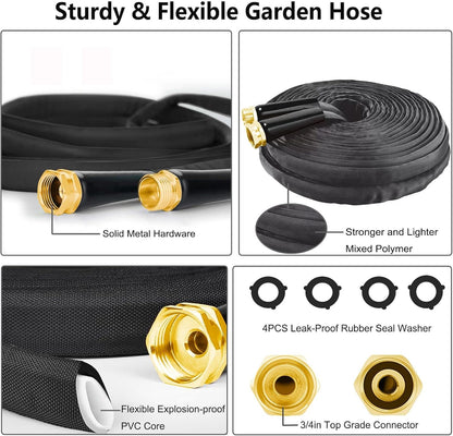 Garden Hose 50ft - Non-Expanding, Kink-Free, High-Pressure,Ultra-Lightweight & Flexible Water Hose with 550 PSI Burst Resistance - All-Weather Use for Lawns, Gardens, Car Washing & Pet Care (Gold)