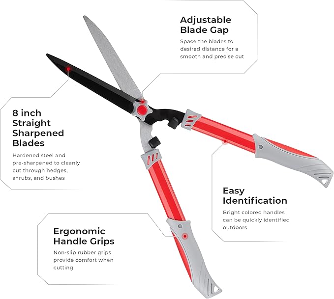 INTERTOOL Hedge Clipper Shears, Manual Trimmers for Bushes, Borders, Boxwood, Grass, Gardening & Landscaping, Straight Blade, 22 inch FT-1101