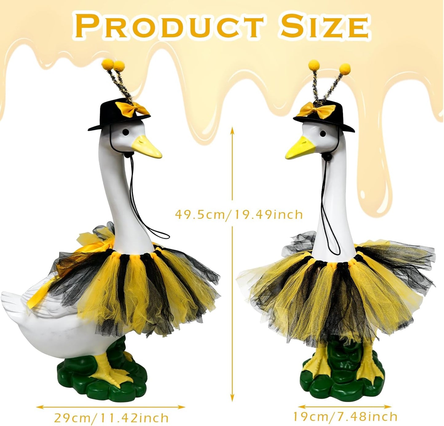Porch Goose Outfits Garden Statue-Large Goose Statue with Bee Halloween Set Indoor/Outdoor Resin Sculpture, Goose Outfits+20" High Goose Figurine with Costume for Yard Decorations, Gifts for Mom