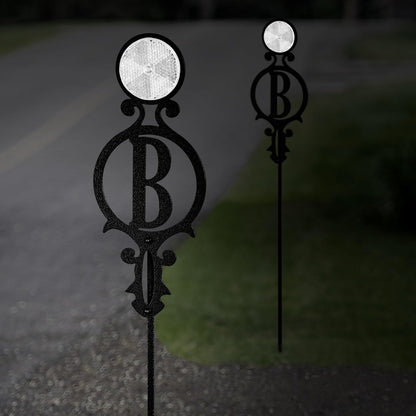 Touch of Class Pathways Reflective Driveway Marker Stake Set of Two for Outdoor Use | Custom Monogram Initial Design | Personalized Tall Reflector Set of 2 | Black Durable Finish