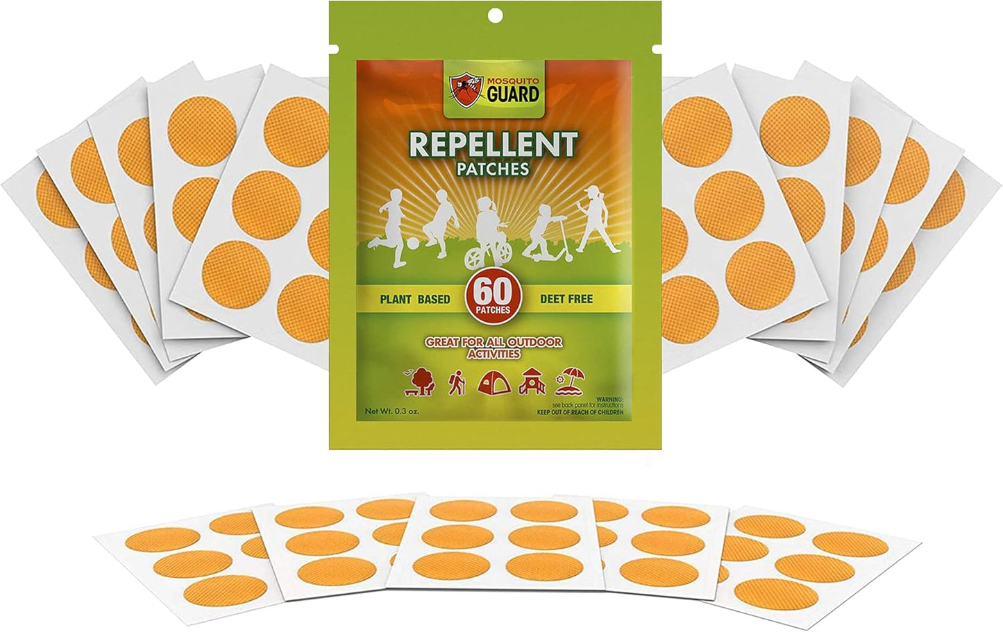 Mosquito Guard 60 Pack Mosquito Repellent Stickers for Kids - DEET Free Mosquito Repellent Outdoor Patio - Plant Based Mosquito Patches for Kids