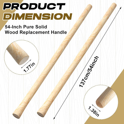 Lasnten 1 Pcs 55 Inch Pure Solid Wood Replacement Hoe Handle for Garden Digging Spading Fork, Shovel Handle Replacement, 1.38-1.77 Inch Diameter