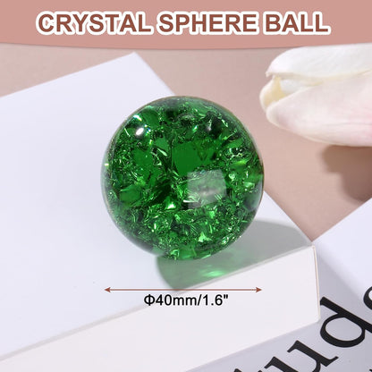 uxcell 40mm/1.6" Crystal Sphere Ball Ice Cracked Glass Solid Decorative Sphere Crystal Ball Prop Ornament for Feng Shui Divination Fortune Telling Tabletop Fountain Decoration, Green