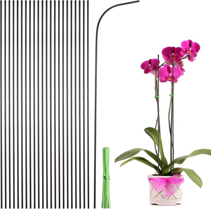 uxcell 30pcs Green Plant Support Stakes, 15.7" Bendable Garden Plant Sticks Plastic Single Stem Plants Support Stakes with Ties for Potted Plants Flowers Orchid Peony, Brown