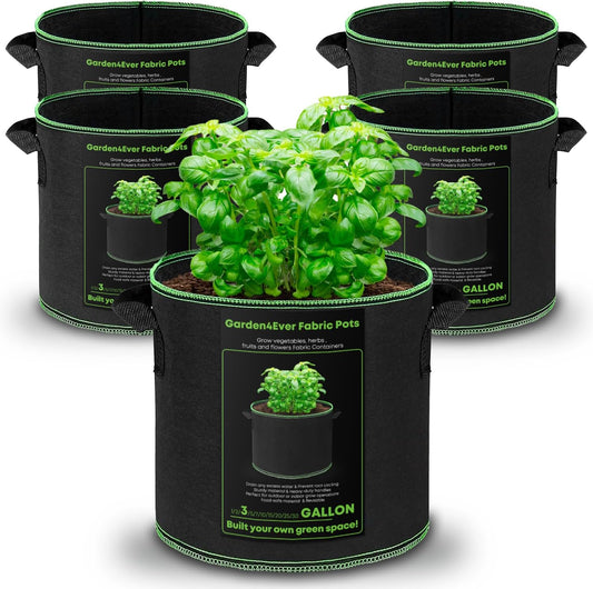 5-Pack 3 Gallon Grow Bags Heavy Duty Container Thickened Nonwoven Fabric Plant Pots with Handles