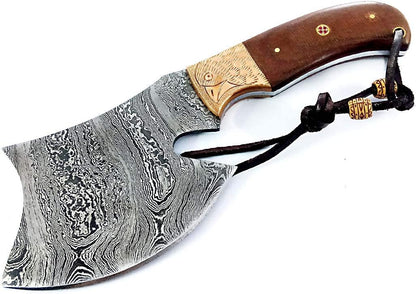 Damascus Steel Blade Axe Hatchet Tomahawk Hunting Knife Camping Hiking SM44