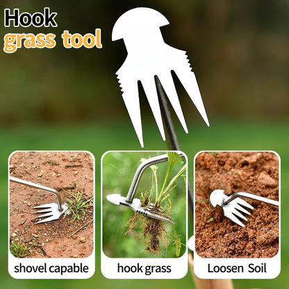 Weed Puller Tool，2025 New Garden Weeder Tool Stainless Steel Hand Weeder Tool,4 Teethes Dual Purpose Weed Remover Tool Weeding Tools for Gardening (Rubber Handle)