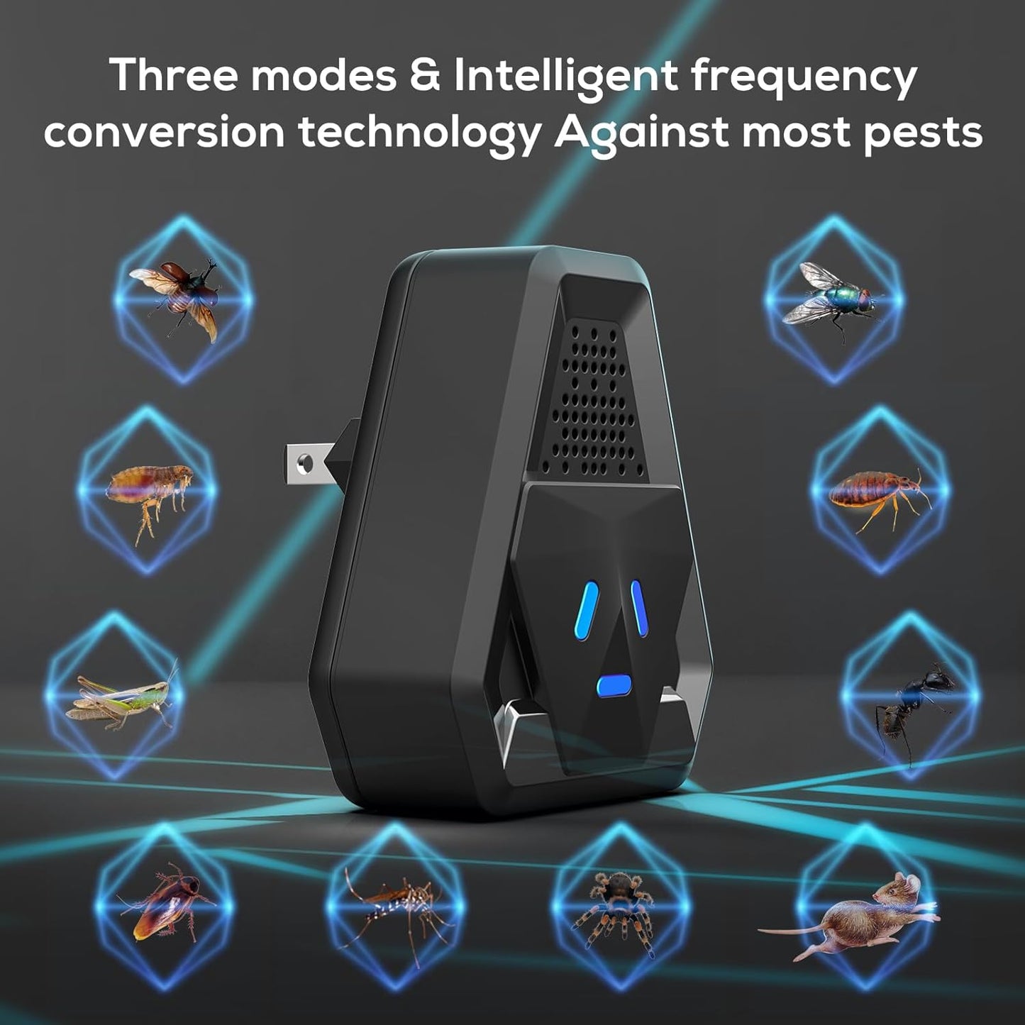 2025 Upgraded Ultrasonic Repeller & Insect Indoor Repeller,Ultrasonic and Repellent for Roach,Rodent,Mouse,Bugs,Mosquito,Mice,Spider,Ant,3 Mode Switching,6 Packs
