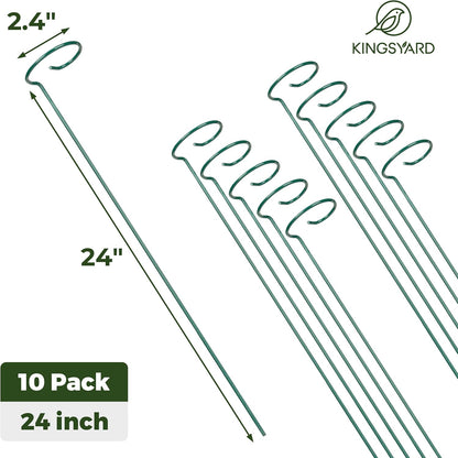 Kingsyard 24 Inch Plant Support Stake - 10 Pack, 4.5mm Thick All Metal Garden Plant Stakes Plant Prop for Single Stem Flowers Dahlia Amaryllis Orchid Lily Rose Peony Tomatoes Gladiolus