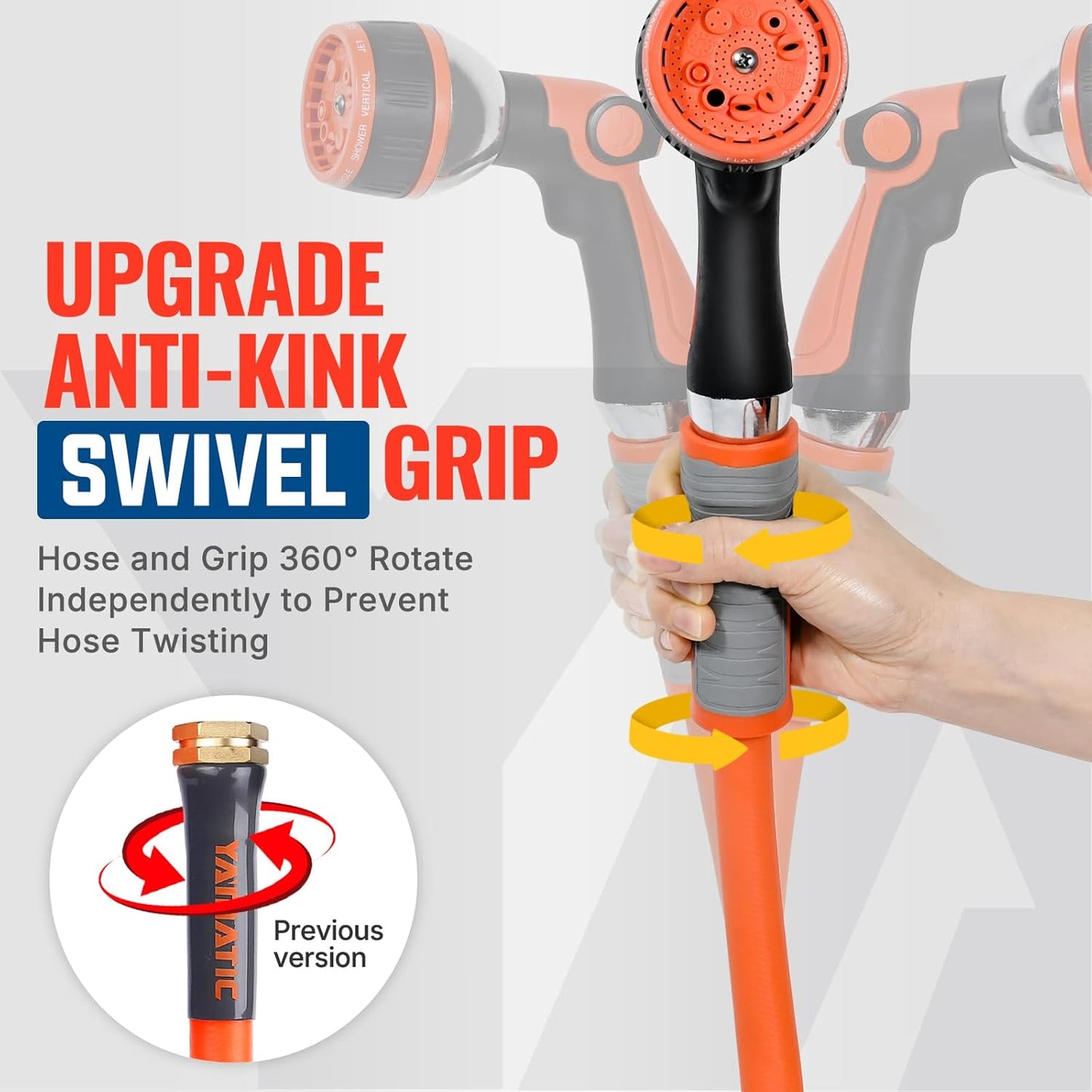 YAMATIC Heavy Duty Garden Hose 5/8 in x 60 ft with Swivel Fitting, Super Flexible Water Hose, All-weather, Lightweight, Burst 600 PSI