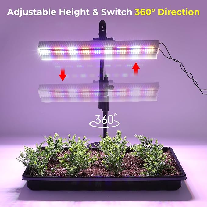 1020 Seed Starter Tray, Seed Starter Kit with Grow Lights and Heat Mat, Indoor Seedling Trays Kit, 5.9 inch High Humidity Dome, 96 LED Grow Lights for Seedling, Mini Greenhouse