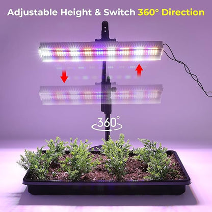 1020 Seed Starter Tray, Seed Starter Kit with Grow Lights and Heat Mat, Indoor Seedling Trays Kit, 5.9 inch High Humidity Dome, 96 LED Grow Lights for Seedling, Mini Greenhouse