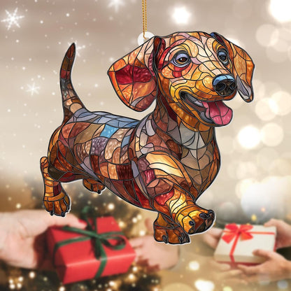 Acrylic Dog Christmas Ornament 2025 – Dachshund Gift for Lovers, Pet Memorial Keepsake, Cute Puppy Tree Decoration, Clear Acrylic Hanging Ornament for Pet Owners, Stocking Stuffer for Dog Mon, Sun-35