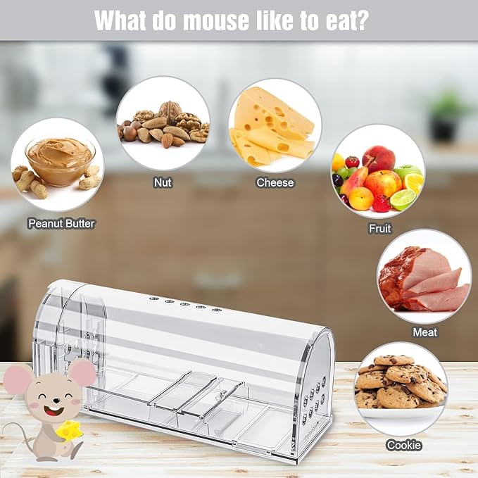 4 Pcs Humane Mouse Traps Indoor for Home, Live Mouse Trap, Reusable Mice Trap Catcher for House & Outdoors (4Pack)